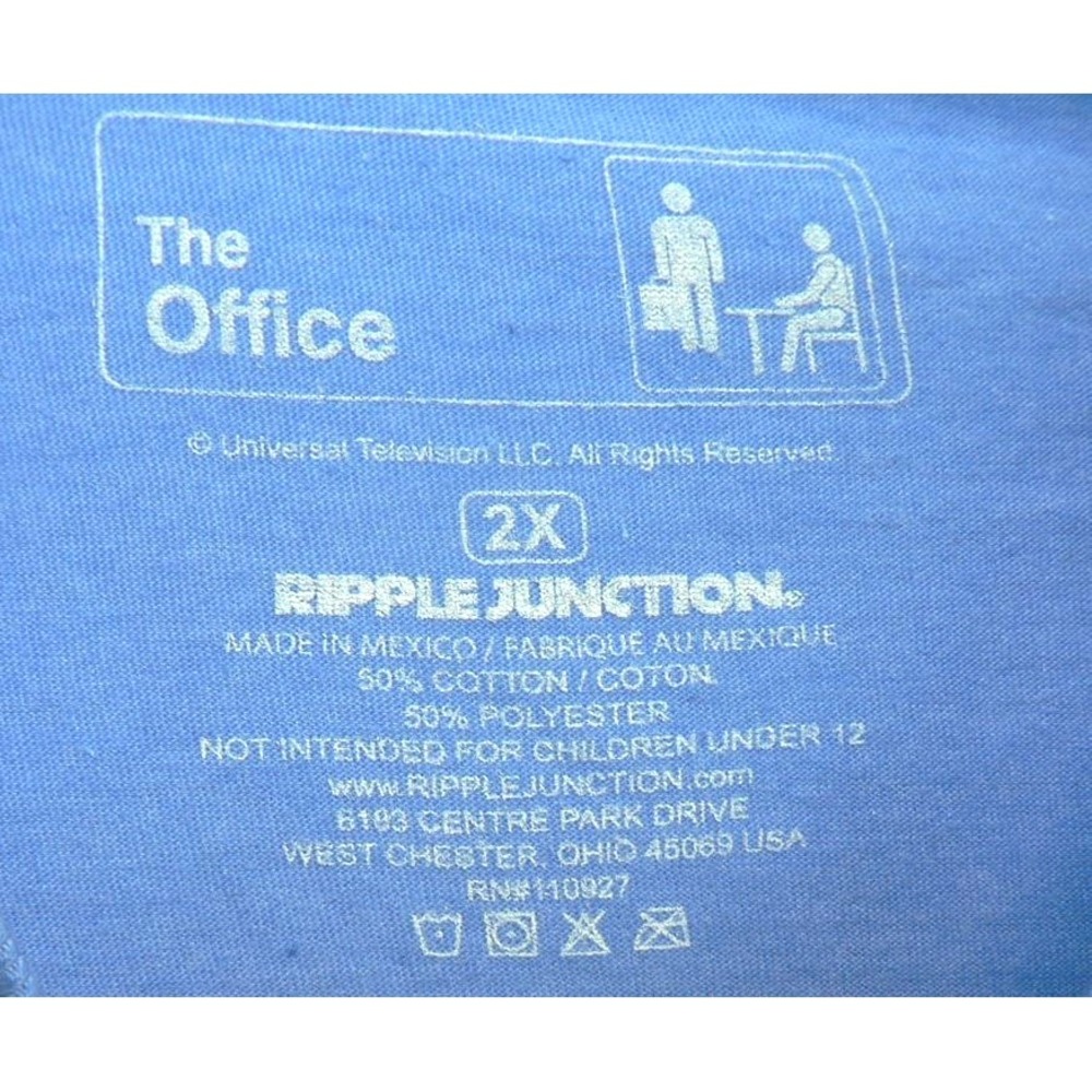 The Office Men's Dunder Mifflin Logo Cotton Blend Short Sleeve T-Shirt Blue 2X - Picture 6 of 7